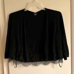 Tommy Hilfiger sz XL cropped open sweater trimmed in lace